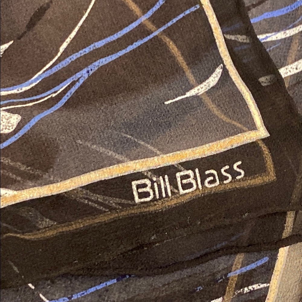 Bill Blass Black and Blue Abstract Scarf